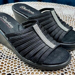 Skechers Black Wedge Shoes with Comfort Design